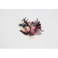 Flower comb in mauve purple beige color scheme. Wedding accessories for hair. Bridal flower comb. Bridesmaid floral comb. 5180