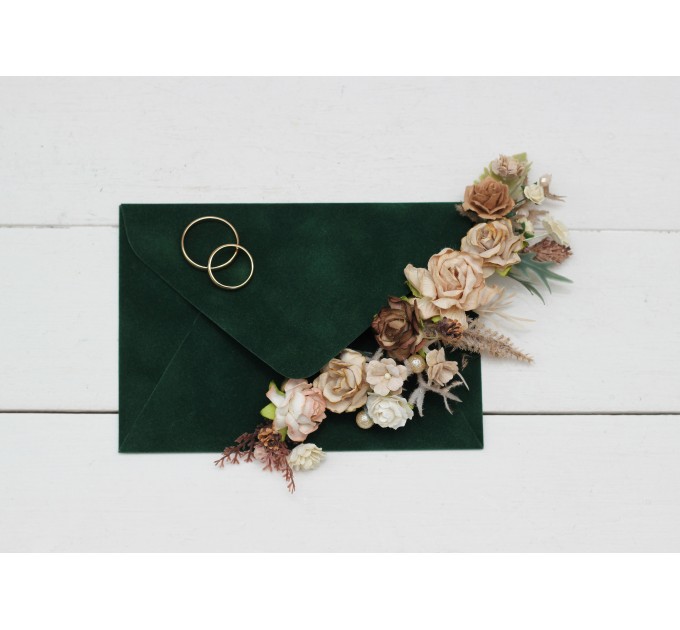 Set of 6 bobby pins in beige brown color scheme. Hair accessories. Flower accessories for wedding. 5177