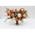 Wedding bouquets in rust orange cream colors. Bridal bouquet. Faux bouquet. Bridesmaid bouquet. 5178