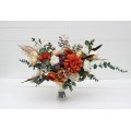 Wedding bouquets in rust orange cream colors. Bridal bouquet. Faux bouquet. Bridesmaid bouquet. 5179