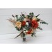 Wedding bouquets in rust orange cream colors. Bridal bouquet. Faux bouquet. Bridesmaid bouquet. 5179
