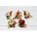 Wedding boutonnieres and wrist corsage in rust cream color scheme. Flower accessories. 5178