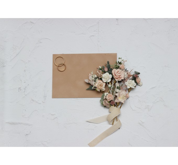 Set of 6 bobby pins in blush pink white color scheme. Hair accessories. Flower accessories for wedding. 5196-lily