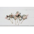 Set of 6 bobby pins in blush pink white color scheme. Hair accessories. Flower accessories for wedding. 5196-lily