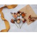 Set of 6 bobby pins in rust orange color scheme. Hair accessories. Flower accessories for wedding. 5193-8005