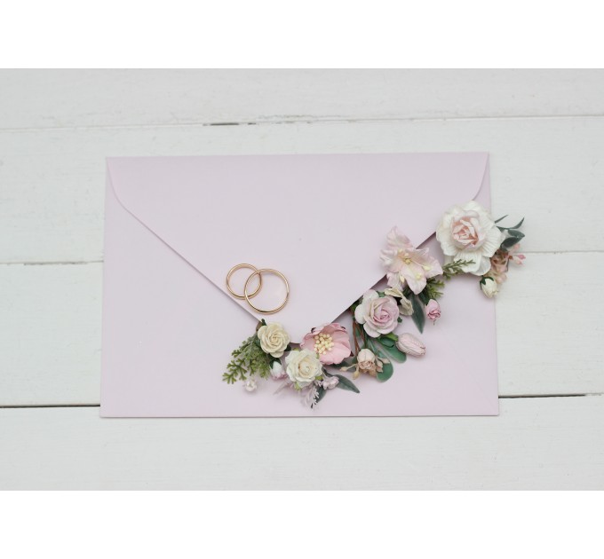Set of 5 bobby pins in white and pink color scheme. Hair accessories. Flower accessories for wedding. 5189