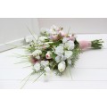 Tulip Bridal Bouquet in White & Pink | Faux Wedding Silk Flowers