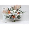 Boho pampas grass bouquet. White terracotta flowers. Bridal bouquet. Faux bouquet. Wedding flowers. Boho wedding bouquet. White roses bouquet. 5186
