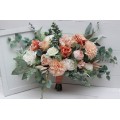 Wedding bouquets in peach cream colors. Bridal bouquet. Dahlia bouquet. Cascading bouquet Faux bouquet. Bridesmaid bouquet. 5190
