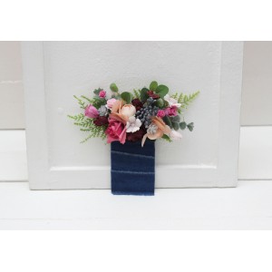 Pocket boutonniere in burgundy dusty rose blue  color scheme. Flower accessories. 5188