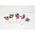 Set of 5 bobby pins in dusty rose burgundy blue color scheme. Hair accessories. Flower accessories for wedding. 5188