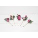 Set of 5 bobby pins in dusty rose burgundy blue color scheme. Hair accessories. Flower accessories for wedding. 5188