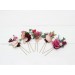  Set of 5 hair pins in  dusty rose burgundy blue color scheme. Hair accessories. Flower accessories for wedding.  5188