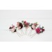 Set of 5 hair pins in dusty rose burgundy blue color scheme. Hair accessories. Flower accessories for wedding. 5188