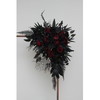  Flower arch arrangement in black and  burgundy colors.  Arbor flowers. Floral archway. Faux flowers for wedding arch. Halloween wedding. 5197