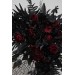  Flower arch arrangement in black and  burgundy colors.  Arbor flowers. Floral archway. Faux flowers for wedding arch. Halloween wedding. 5197
