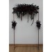  Flower arch arrangement in black and  burgundy colors.  Arbor flowers. Floral archway. Faux flowers for wedding arch. Halloween wedding. 5197