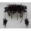  Flower arch arrangement in black and  burgundy colors.  Arbor flowers. Floral archway. Faux flowers for wedding arch. Halloween wedding. 5197