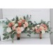 Wedding bouquets in peach cream colors. Bridal bouquet. Dahlia bouquet. Cascading bouquet Faux bouquet. Bridesmaid bouquet. 5190