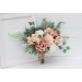 Wedding bouquets in peach cream colors. Bridal bouquet. Dahlia bouquet. Cascading bouquet Faux bouquet. Bridesmaid bouquet. 5190
