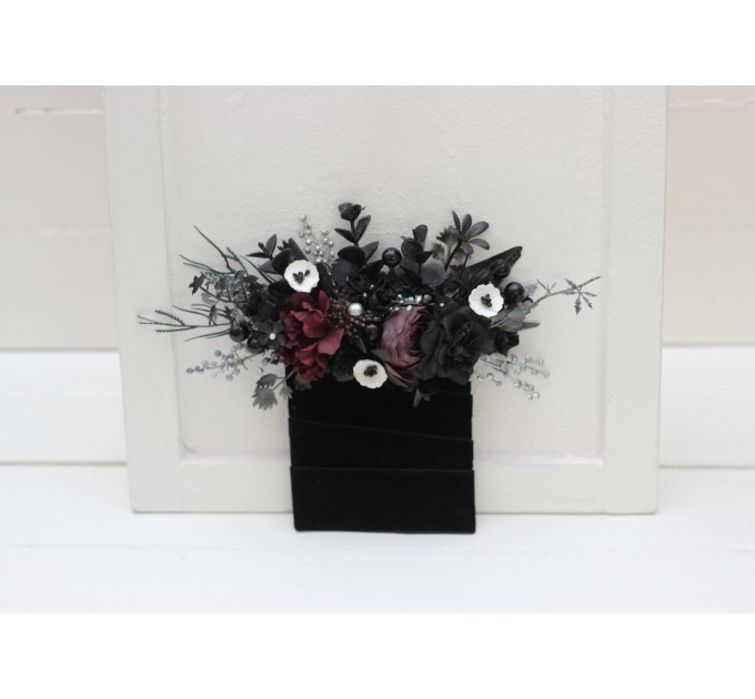 Pocket Boutonniere in Black, Purple & Silver | Faux Flower Accessories