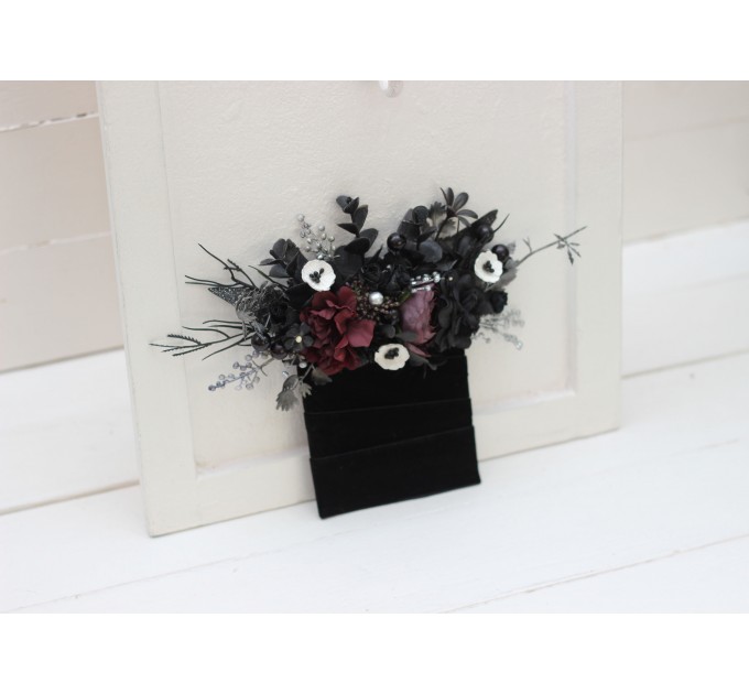 Pocket Boutonniere in Black, Purple & Silver | Faux Flower Accessories