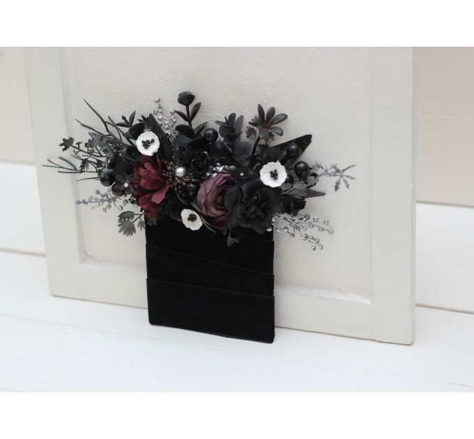 Pocket Boutonniere in Black, Purple & Silver | Faux Flower Accessories