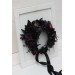 Black purple flower crown. Halloween flower crown. Hair wreath. Gothic flower crown. Wedding flowers. 5070