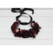 Burgundy beige black gold flower crown. Hair wreath. Flower girl crown. Halloween wedding. 0018