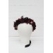 Burgundy beige black gold flower crown. Hair wreath. Flower girl crown. Halloween wedding. 0018