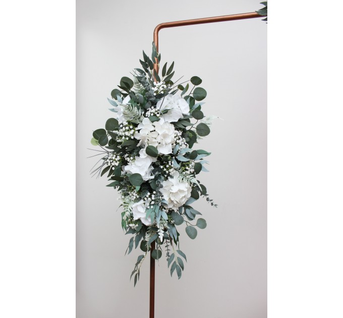 Baby's Breath & Hydrangea Flower Arch Arrangement | Faux Floral Archway for Wedding