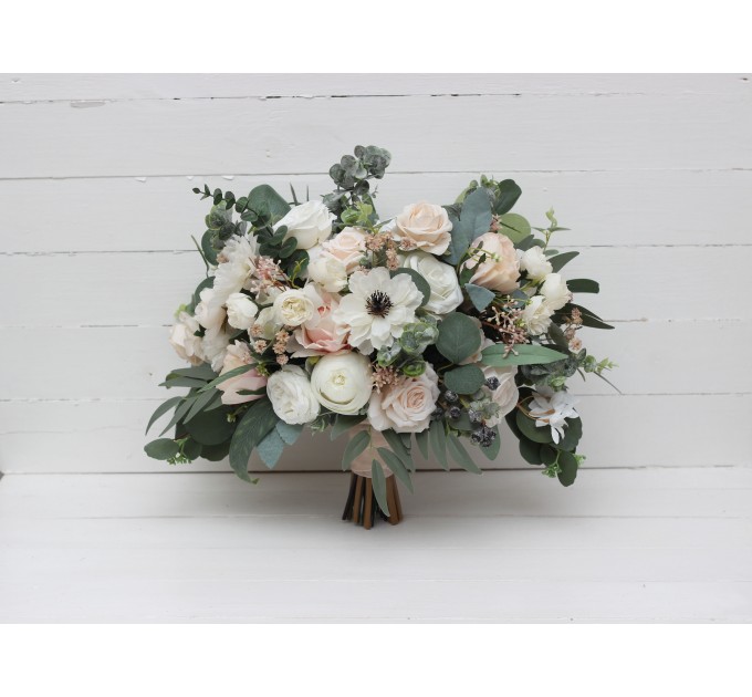 Wedding Bouquets in White, Cream & Blush Pink | Faux Bridal & Bridesmaid Bouquets