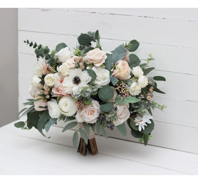 Wedding Bouquets in White, Cream & Blush Pink | Faux Bridal & Bridesmaid Bouquets