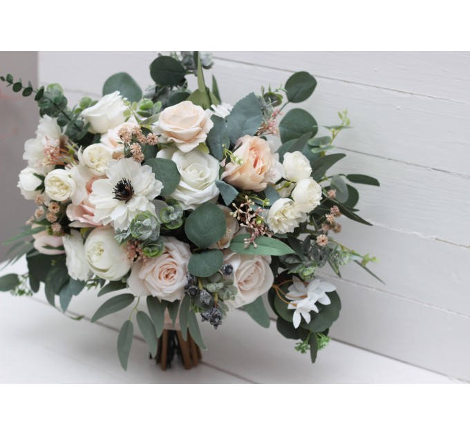 Wedding Bouquets in White, Cream & Blush Pink | Faux Bridal & Bridesmaid Bouquets