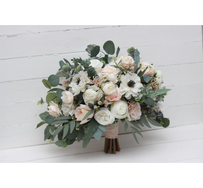 Wedding Bouquets in White, Cream & Blush Pink | Faux Bridal & Bridesmaid Bouquets