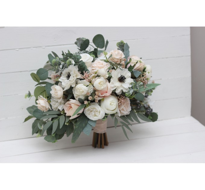Wedding Bouquets in White, Cream & Blush Pink | Faux Bridal & Bridesmaid Bouquets