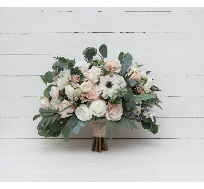 Wedding Bouquets in White, Cream & Blush Pink | Faux Bridal & Bridesmaid Bouquets