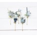 Set of 5 bobby pins in dusty blue white color scheme. Hair accessories. Flower accessories for wedding. 5200