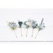 Set of 5 bobby pins in dusty blue white color scheme. Hair accessories. Flower accessories for wedding. 5200