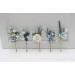 Set of 5 bobby pins in dusty blue white color scheme. Hair accessories. Flower accessories for wedding. 5200