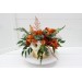 Burnt orange ivory rust emerald green centerpiece. Table decor. Wedding flowers in box. 5201