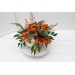 Burnt orange ivory rust emerald green centerpiece. Table decor. Wedding flowers in box. 5201