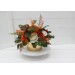 Burnt orange ivory rust emerald green centerpiece. Table decor. Wedding flowers in box. 5201