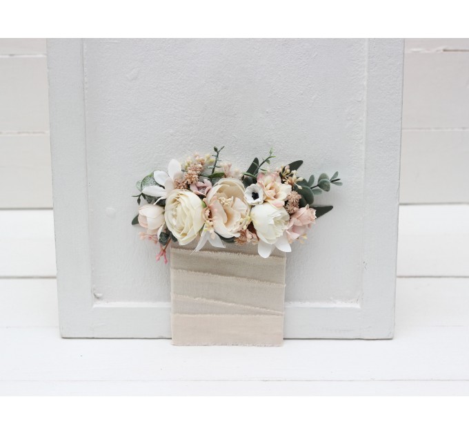 Pocket Boutonniere in White, Cream & Blush Pink | Faux Flower Accessories
