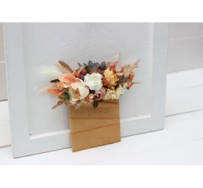 Pocket Boutonniere in Terracotta, Ivory & Rust | Faux Flower Accessories