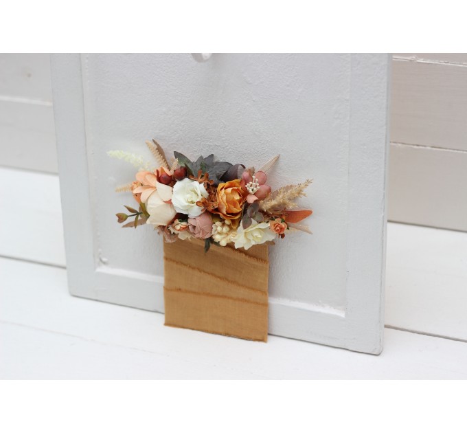 Pocket Boutonniere in Terracotta, Ivory & Rust | Faux Flower Accessories