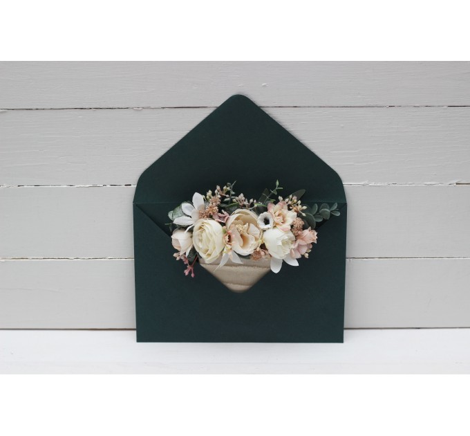 Pocket Boutonniere in White, Cream & Blush Pink | Faux Flower Accessories