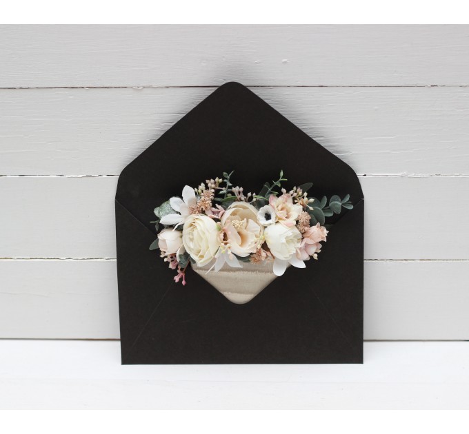 Pocket Boutonniere in White, Cream & Blush Pink | Faux Flower Accessories