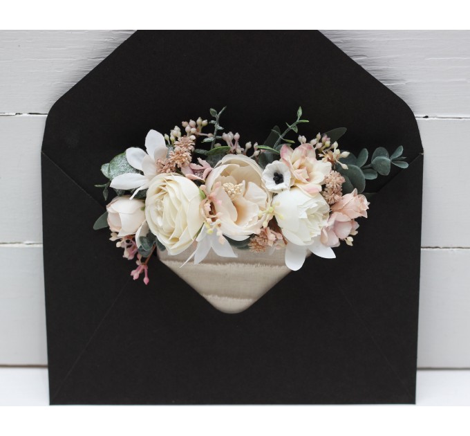 Pocket Boutonniere in White, Cream & Blush Pink | Faux Flower Accessories
