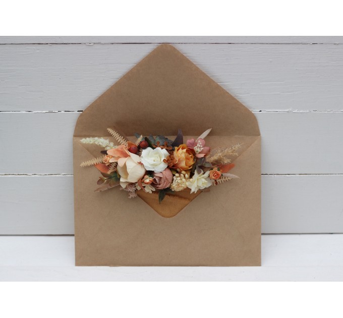 Pocket Boutonniere in Terracotta, Ivory & Rust | Faux Flower Accessories